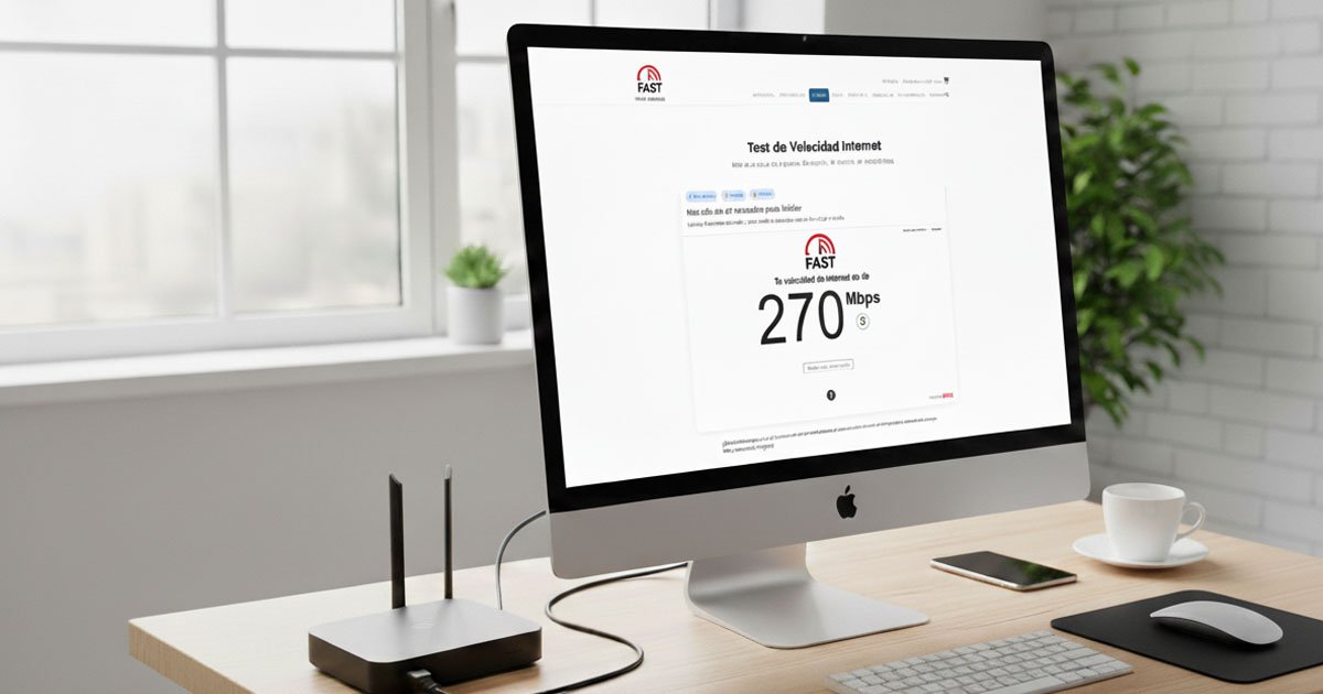 Resultado de un test de velocidad internet con 200 Mbps de descarga y 40 Mbps de subida