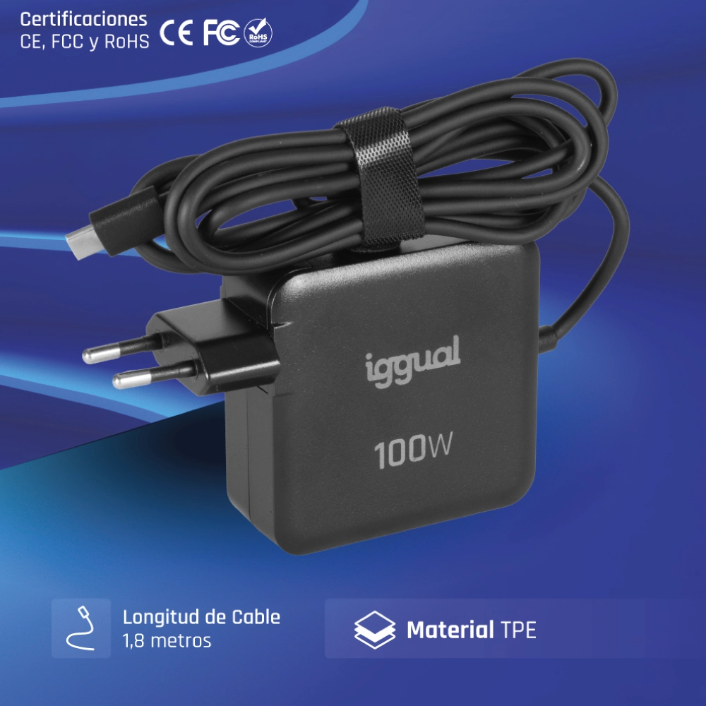 iggual Cargador portátil y móvil tipo C PD 100W - Imagen 2