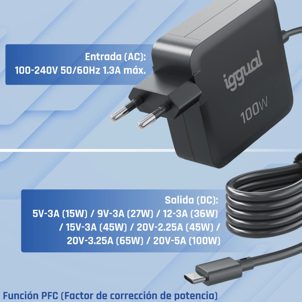iggual Cargador portátil y móvil tipo C PD 100W - Imagen 5