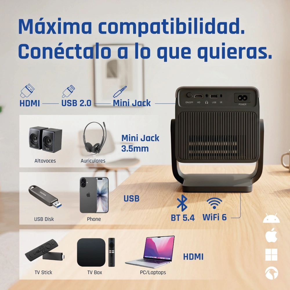 iggual Proyector MP1080p Pro 800ANSI Android - Imagen 5